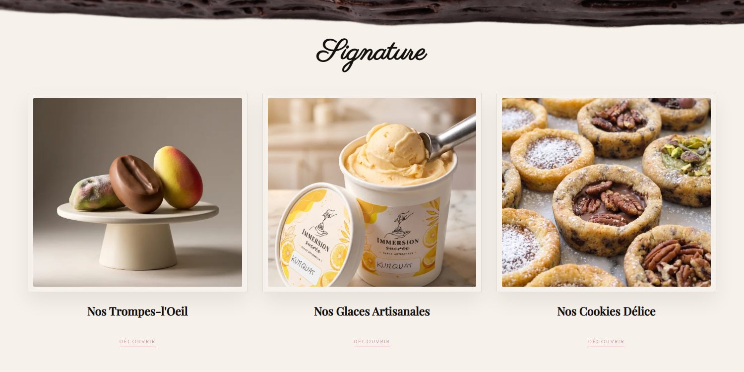 Immersion Sucrée — les créations signature
