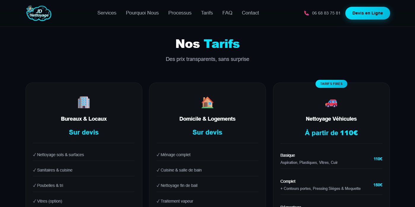 JD Nettoyage — les tarifs